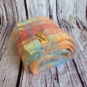 Vintage Hand Woven in Scotland Scarf Mohair and Wool Colorful Tobermory Tweed